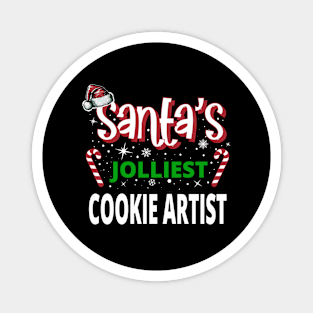 Santa's Jolliest Cookie Artist Merry Xmas on Funny Christmas Magnet